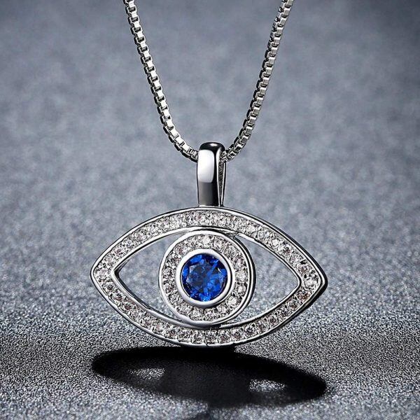 Sterling Silver Evil Eye Necklace-3