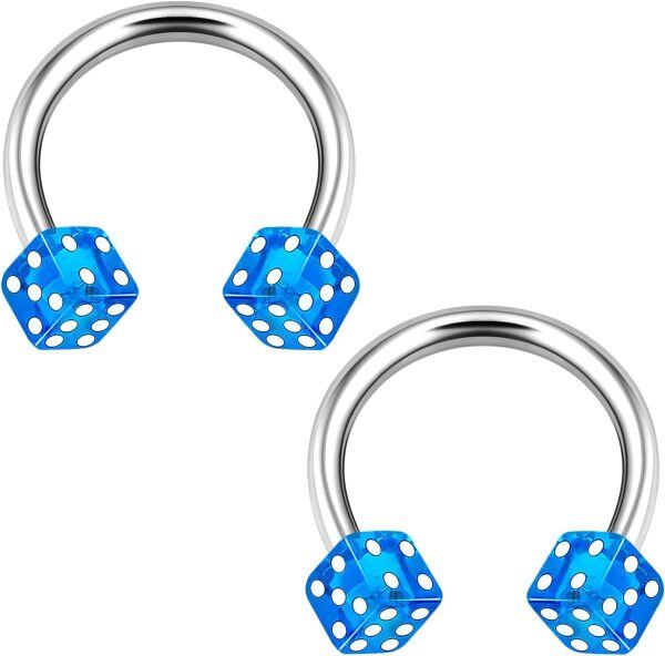 Dice Acrylic Eyebrow Earrings Sterling Silver Labret Piercing Jewelry For Women Girls-0