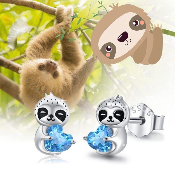 Sterling Silver Sloth Earring-2