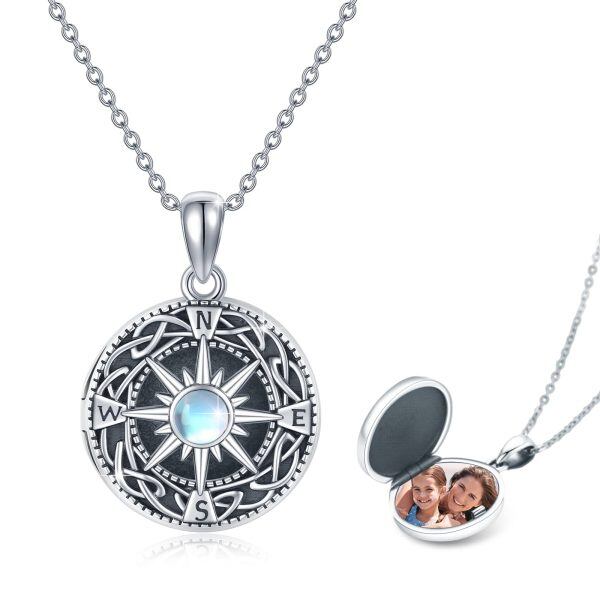 Sterling Silver Compass Necklace-0