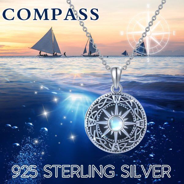 Sterling Silver Compass Necklace-1