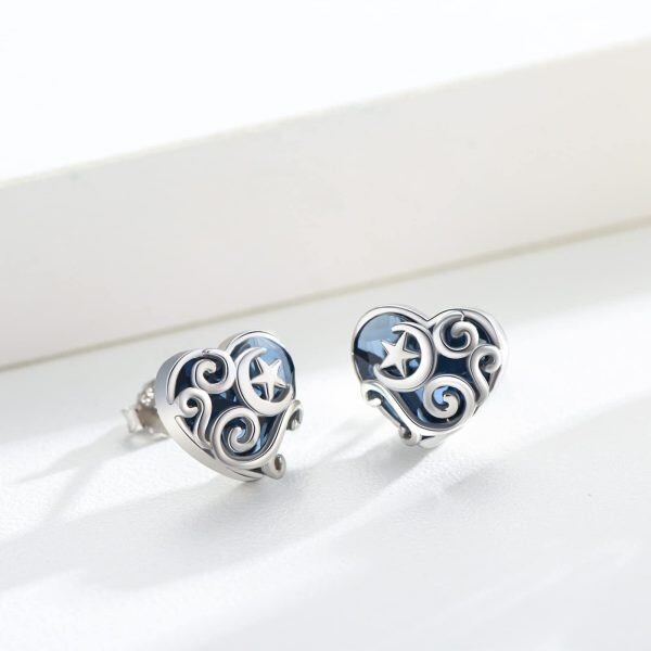 Sterling Silver Heart Earrings-3