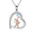 wholesale 925 Sterling Silver & Rose Gold Plated Ballerina Moonstone Pendant Necklace - Believe In Yourself-0-0