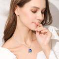 wholesale 925 Sterling Silver Moon & Blue Crystal Love You to the Moon and Back Couples Pendant Necklace for Women Girls Gifts-0-1