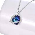 wholesale 925 Sterling Silver Moon & Blue Crystal Love You to the Moon and Back Couples Pendant Necklace for Women Girls Gifts-0-3