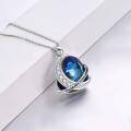 wholesale 925 Sterling Silver Moon & Blue Crystal Love You to the Moon and Back Couples Pendant Necklace for Women Girls Gifts-0-4