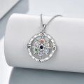 wholesale 925 Sterling Silver Compass Flower Pendant Necklace with Multi-Colored Stones for Women-0-2