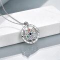 wholesale 925 Sterling Silver Compass Flower Pendant Necklace with Multi-Colored Stones for Women-0-3