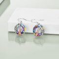 wholesale 925 Sterling Silver Rainbow Crystal Dragon and Girl Dangle Earrings for Women-0-2