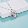 wholesale 925 Sterling Silver Cubic Zirconia Mother Daughter Heart Pendant Necklaces I Love You Mom s for Women Girls Mothers Day Christmas Birthdays-0-3