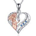 wholesale 925 Sterling Silver Rose Gold Unicorn Heart Pendant Necklace with Blue Crystals and Engraved Message I Love You to the Moon and Back for Women-0-0