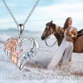 wholesale 925 Sterling Silver Rose Gold Unicorn Heart Pendant Necklace with Blue Crystals and Engraved Message I Love You to the Moon and Back for Women-0-5