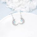 wholesale 925 Sterling Silver Crescent Moon & Star Opalite Stone Dangle Earrings for Women-0-2