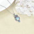 wholesale Sterling Silver Moonstone Owl Necklace Filigree Pendant Christmas Jewelry for Women Girls - Rhodium Plated-0-9
