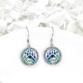 wholesale 925 Sterling Silver Round Abalone Shell Bear Dangle Earrings-0-2