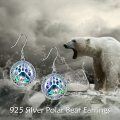 wholesale 925 Sterling Silver Round Abalone Shell Bear Dangle Earrings-0-5