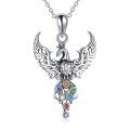 wholesale 925 Sterling Silver Rainbow Stone Phoenix Pendant Necklace for Women-0-0