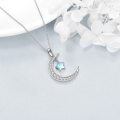 wholesale 925 Sterling Silver Crescent Moon & Star Opalite Pendant Necklace for Women-0-3
