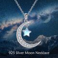 wholesale 925 Sterling Silver Crescent Moon & Star Opalite Pendant Necklace for Women-0-5