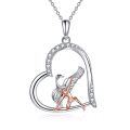 wholesale 925 Sterling Silver Yoga Girl in Heart Shape with Swan and Cubic Zirconia Pendant Necklace for Women-0-0