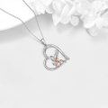 wholesale 925 Sterling Silver Yoga Girl in Heart Shape with Swan and Cubic Zirconia Pendant Necklace for Women-0-3
