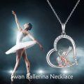 wholesale 925 Sterling Silver Yoga Girl in Heart Shape with Swan and Cubic Zirconia Pendant Necklace for Women-0-5