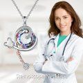wholesale 925 Sterling Silver Nurse Theme Rainbow Crystal Pendant Necklace for Women-0-1