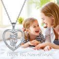wholesale Sterling Silver Heart Necklace for Mother Daughter Gift Mothers Day Birthday Wedding - Rhodium Plated-0-7