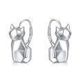wholesale 925 Sterling Silver Origami Cat Hoop Earrings for Women - Fashion Jewelry-0-0