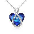 wholesale 925 Sterling Silver Blue Crystal Infinity Love Mom Pendant Necklace for Women-0-0