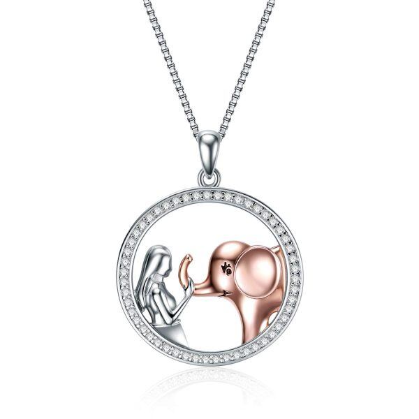 Sterling Silver Elephant And Girls Necklace-0