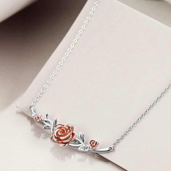 Sterling Silver Rose Necklace-1