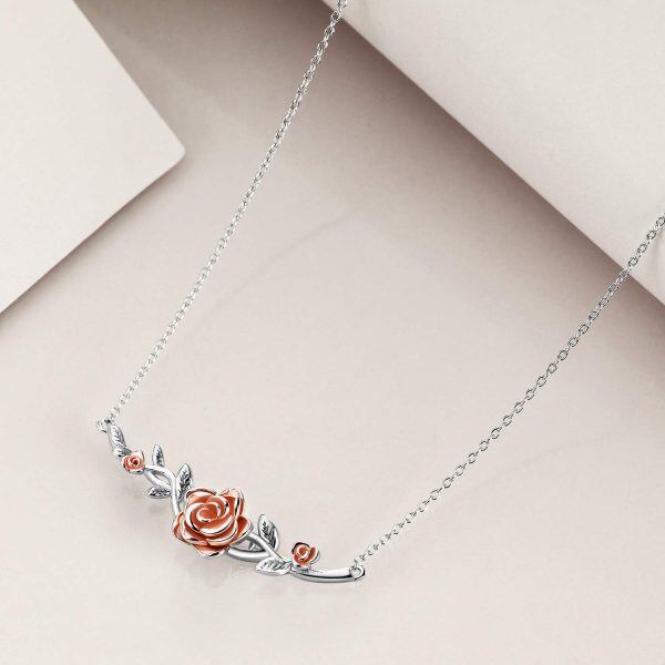 Sterling Silver Rose Necklace-2