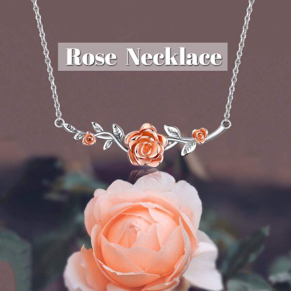 Sterling Silver Rose Necklace-5