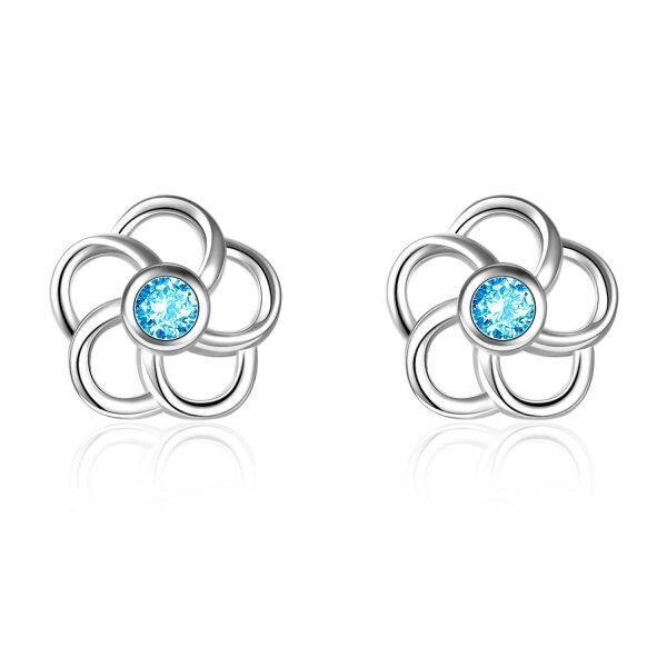 Sterling Silver Flower Earrings-0