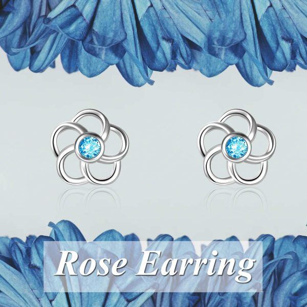 Sterling Silver Flower Earrings-5