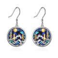 wholesale 925 Sterling Silver with Abalone Shell and Gold Accents Round Sun Mountain Drop Earrings for Women-0-0