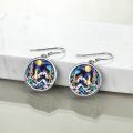 wholesale 925 Sterling Silver with Abalone Shell and Gold Accents Round Sun Mountain Drop Earrings for Women-0-2