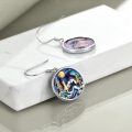wholesale 925 Sterling Silver with Abalone Shell and Gold Accents Round Sun Mountain Drop Earrings for Women-0-3