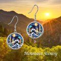 wholesale 925 Sterling Silver with Abalone Shell and Gold Accents Round Sun Mountain Drop Earrings for Women-0-5
