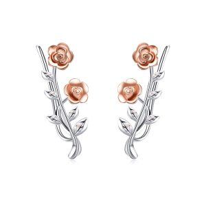 Sterling Silver Rose Earrings-0