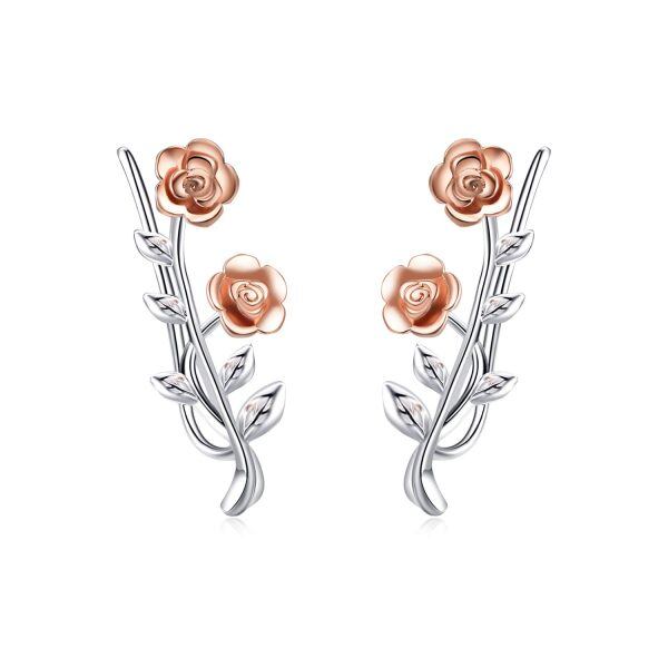 Sterling Silver Rose Earrings-0