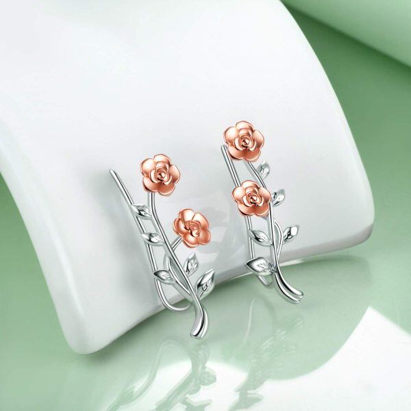 Sterling Silver Rose Earrings-3