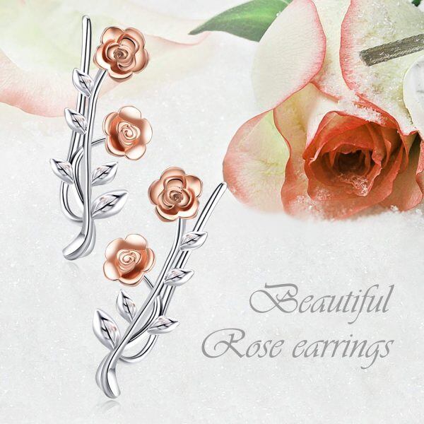 Sterling Silver Rose Earrings-5