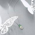 wholesale 925 Sterling Silver Green Enamel Yellow Crystal Pineapple Pendant Necklace for Women and Teen Girls-0-3