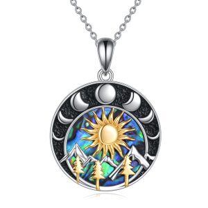 Sterling Silver Sun Mountain Necklace-0