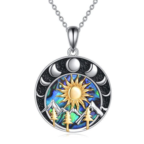 Sterling Silver Sun Mountain Necklace-0