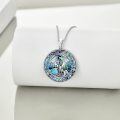 wholesale 925 Sterling Silver OXIDIZED Round Dragon Pendant Necklaces with Abalone Shell Inlay for Women Celtic s-0-2