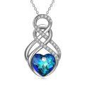 wholesale 925 Sterling Silver Blue Crystal Heart Infinity Pendant Necklace for Women-0-0