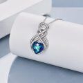 wholesale 925 Sterling Silver Blue Crystal Heart Infinity Pendant Necklace for Women-0-2
